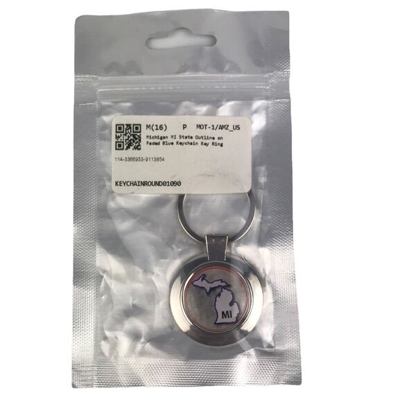 Michigan MI State Outline Keychain Round Silver Key Ring Souvenir State Pride - Picture 1 of 4